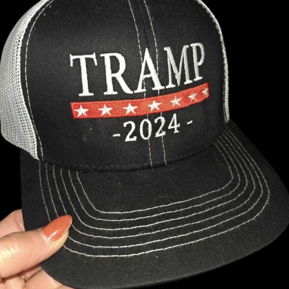 Black and White Trucker Hat with Red Star Band